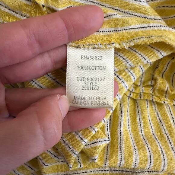 Max Studio Yellow Striped Cotton Smocked Midi Dress Size S Peasant Cottagecore - Picture 7 of 8